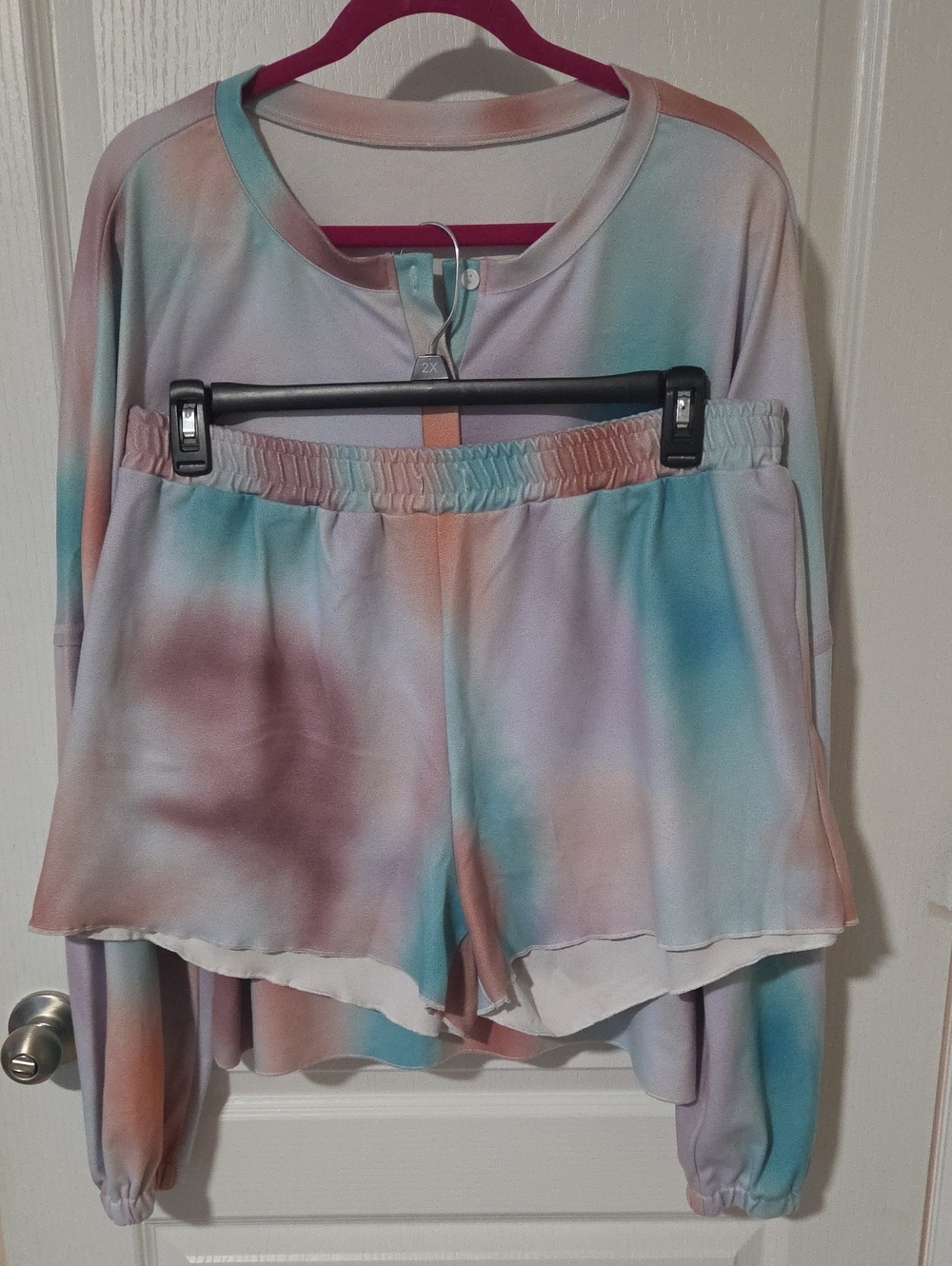 Women's Pastel Tie-Dye Lounge Shirt & Shorts Set